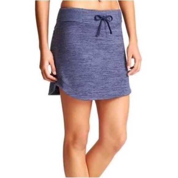 Athleta Downplay Drawstring Blue Heather Mini Skirt M - Picture 2 of 9